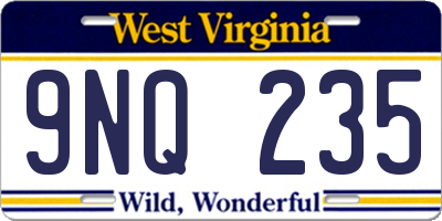 WV license plate 9NQ235