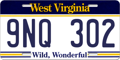 WV license plate 9NQ302