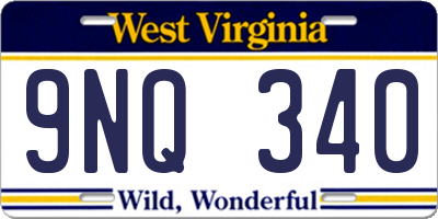 WV license plate 9NQ340