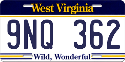 WV license plate 9NQ362
