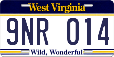 WV license plate 9NR014