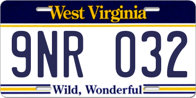 WV license plate 9NR032