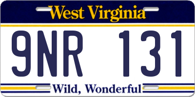 WV license plate 9NR131