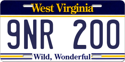 WV license plate 9NR200