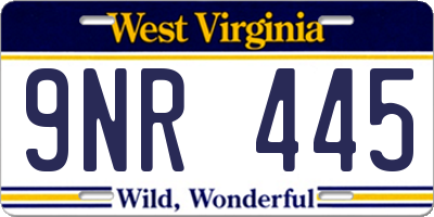 WV license plate 9NR445