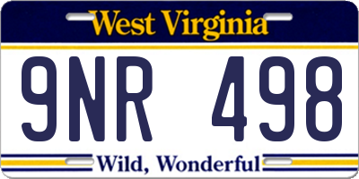 WV license plate 9NR498