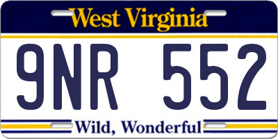 WV license plate 9NR552