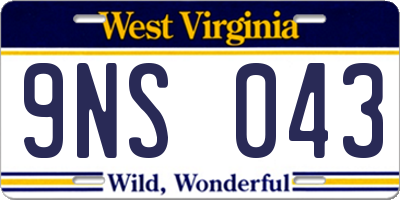 WV license plate 9NS043