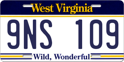 WV license plate 9NS109