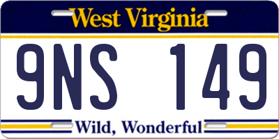 WV license plate 9NS149