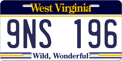 WV license plate 9NS196