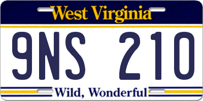WV license plate 9NS210