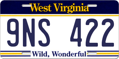 WV license plate 9NS422