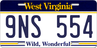 WV license plate 9NS554