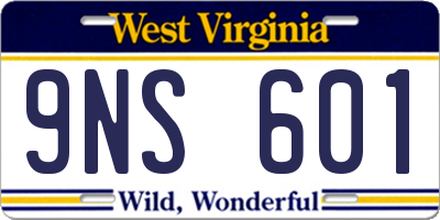WV license plate 9NS601