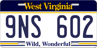 WV license plate 9NS602