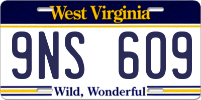 WV license plate 9NS609