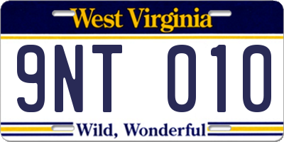 WV license plate 9NT010