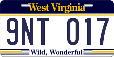 WV license plate 9NT017