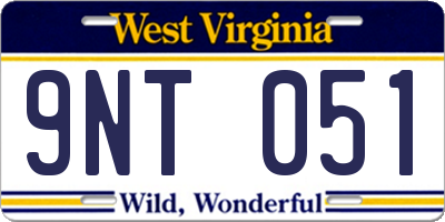 WV license plate 9NT051