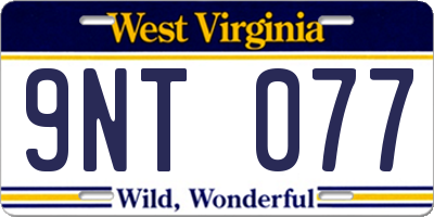 WV license plate 9NT077