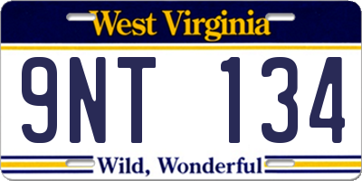 WV license plate 9NT134