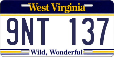 WV license plate 9NT137
