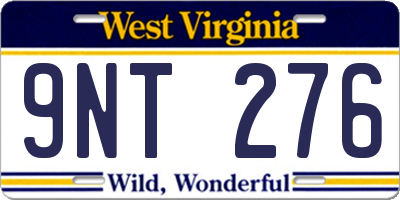 WV license plate 9NT276