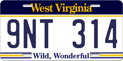 WV license plate 9NT314
