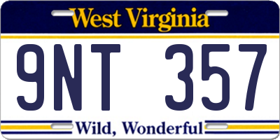 WV license plate 9NT357