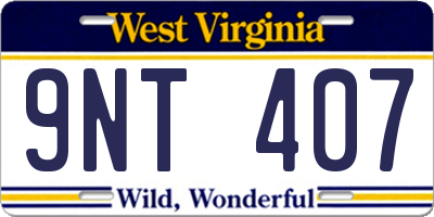 WV license plate 9NT407