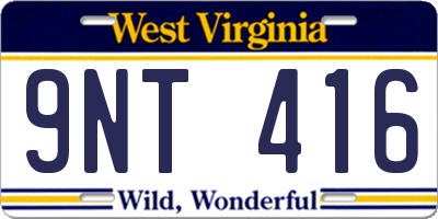 WV license plate 9NT416