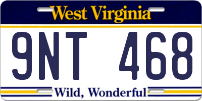 WV license plate 9NT468