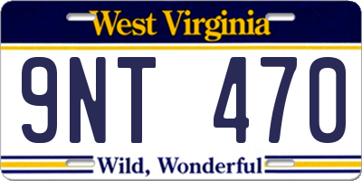 WV license plate 9NT470