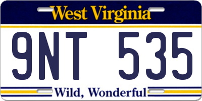 WV license plate 9NT535