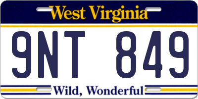 WV license plate 9NT849