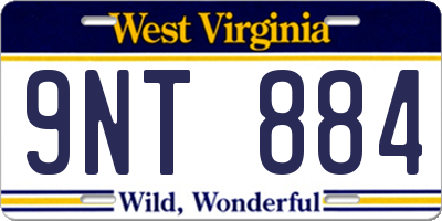 WV license plate 9NT884