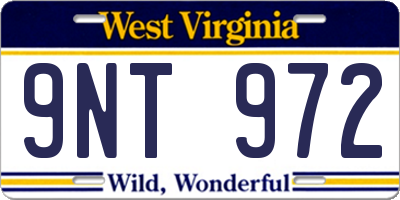 WV license plate 9NT972