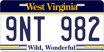 WV license plate 9NT982