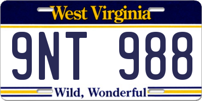 WV license plate 9NT988
