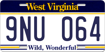 WV license plate 9NU064
