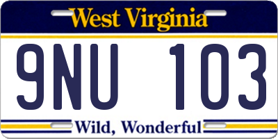 WV license plate 9NU103
