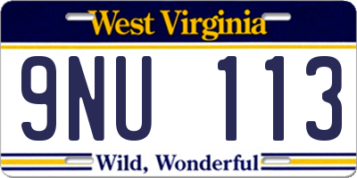 WV license plate 9NU113