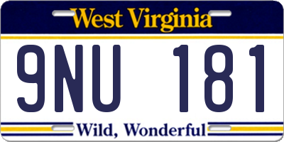 WV license plate 9NU181