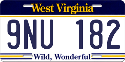 WV license plate 9NU182
