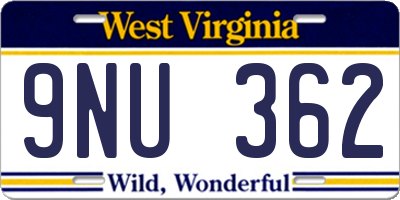 WV license plate 9NU362