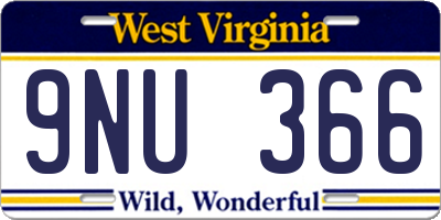 WV license plate 9NU366