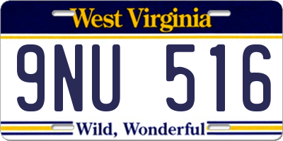 WV license plate 9NU516