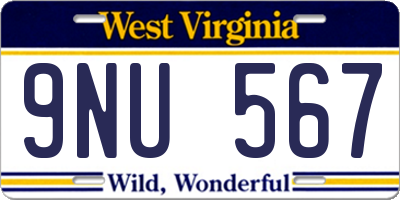 WV license plate 9NU567