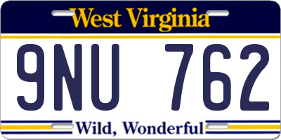 WV license plate 9NU762